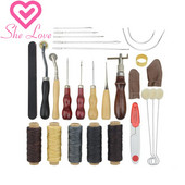 18 бр./компл. Професионален набор от инструменти за кожени занаяти Домашно ръчно шиене, шевове, перфоратор, дърворезба, работно седло, кожени аксесоари