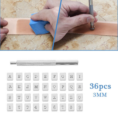 36 tk Tähestikutähe number Nahast stantsimistööriistade komplekt 3mm/6mm terasest stantsimisriistad, metallist nahast stantsimisriistad isetehtud nahast käsitöötööriistad