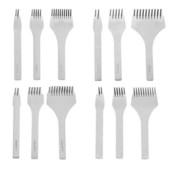 Λευκό ατσάλι, επίπεδη σμίλη, δερμάτινα εργαλεία χειροτεχνίας Κιτ διάτρησης με τρύπες, 2 δόντια/5 δόντια/10 δόντια