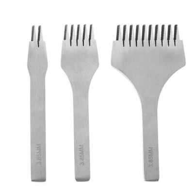 Λευκό ατσάλι, επίπεδη σμίλη, δερμάτινα εργαλεία χειροτεχνίας Κιτ διάτρησης με τρύπες, 2 δόντια/5 δόντια/10 δόντια