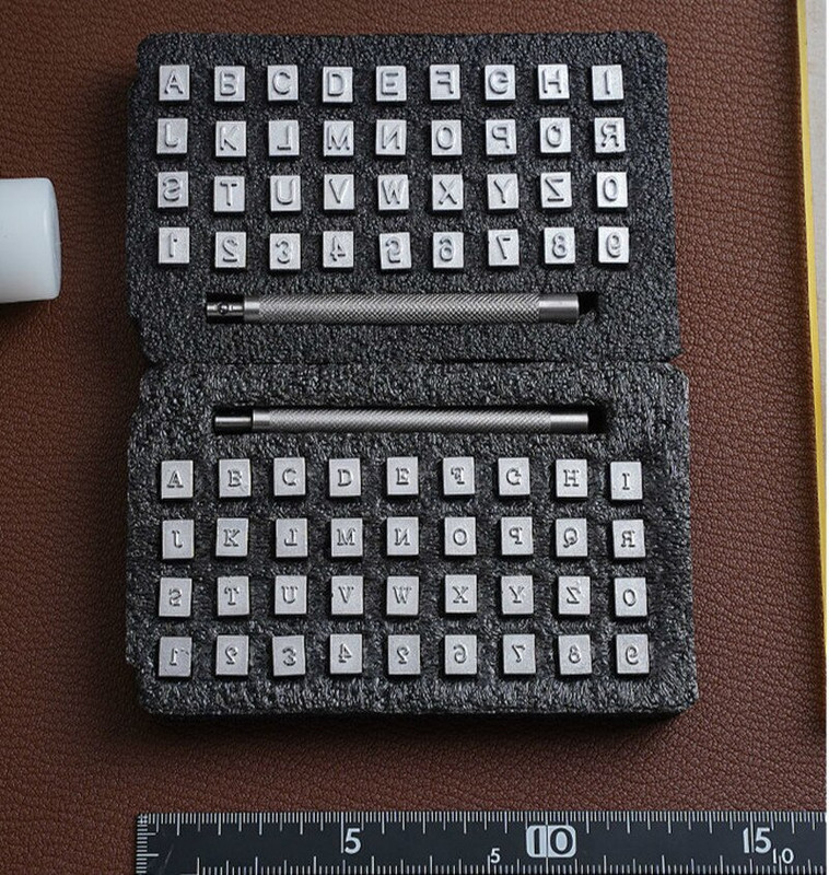 36 τμχ Χάλυβας αλφάβητος γράμμα Αριθμός δερμάτινο Σετ σφραγίδας διάτρησης Δερμάτινο προσαρμοσμένο όνομα χειροτεχνίας Μεταλλικό Εκτύπωση Καλούπι Χαρακτική 3,5/6,5 χιλιοστά