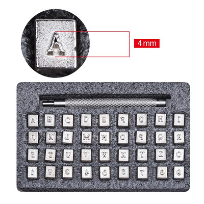 WUTA Δερμάτινα γραμματόσημα αλφαβήτου Διάτρηση κεφαλαίων γραμμάτων & αριθμών Σετ εργαλείων σφράγισης DIY Προσαρμοσμένο όνομα λογότυπο Εργαλεία διάτρησης 4mm/6mm Μέταλλο