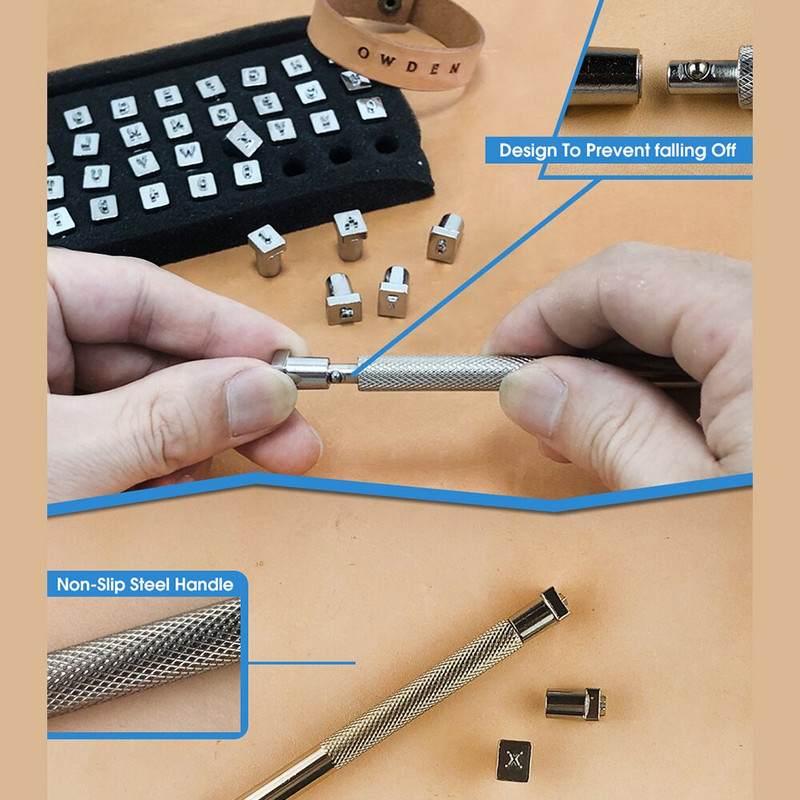 36 tk Tähestikutähe number Nahast stantsimistööriistade komplekt 3mm/6mm terasest stantsimisriistad, metallist nahast stantsimisriistad isetehtud nahast käsitöötööriistad