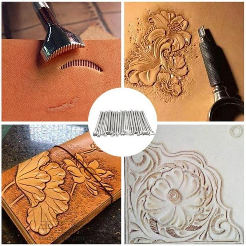 20 de bucăți modele de imprimare cu flori din piele, instrumente de gravură DIY, durabile, lucrate manual, ștampile din metal, seturi de matrițe de lucru, instrument de ștanțare