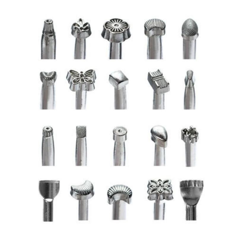 20 de bucăți modele de imprimare cu flori din piele, instrumente de gravură DIY, durabile, lucrate manual, ștampile din metal, seturi de matrițe de lucru, instrument de ștanțare