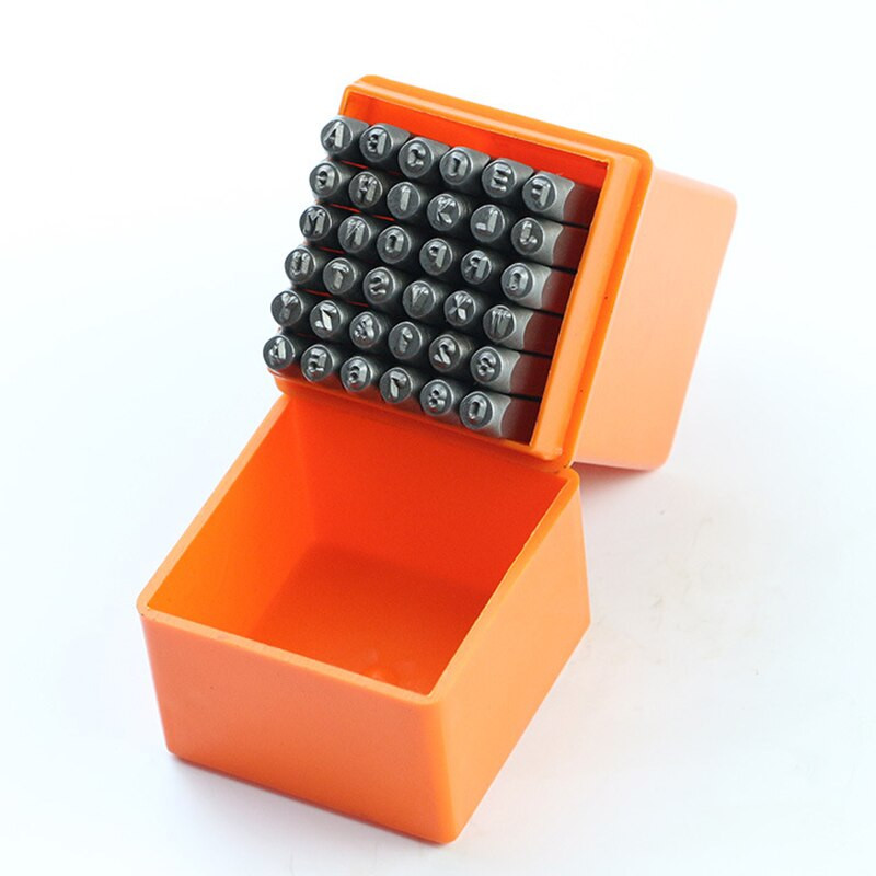 Markice s dizajnom slova i brojeva od nehrđajućeg čelika od 36 komada Set alata za bušenje od očvrsnute metalne kože, zanatske marke 2/3/4/5 mm