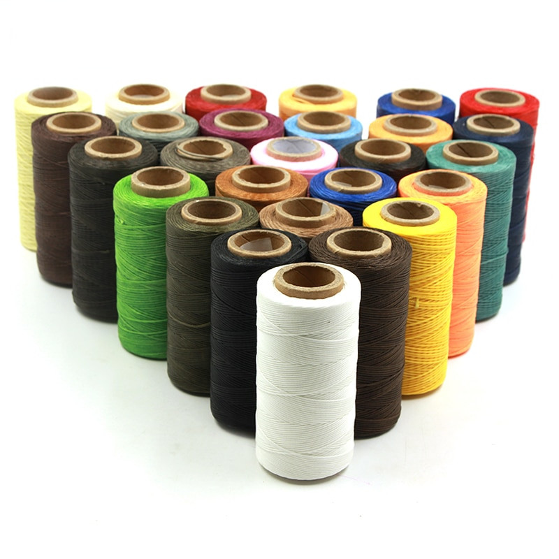 Ανθεκτικό 260 μέτρα/τεμ 150D υφαντό 1mm Επίπεδο κερί κλωστή για DIY δερμάτινες ραφές χειροποίητης ραπτικής χειροτεχνίας κερωμένη σειρά διαφορετικών χρωμάτων