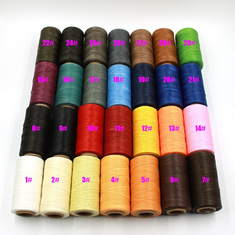 Ανθεκτικό 260 μέτρα/τεμ 150D υφαντό 1mm Επίπεδο κερί κλωστή για DIY δερμάτινες ραφές χειροποίητης ραπτικής χειροτεχνίας κερωμένη σειρά διαφορετικών χρωμάτων