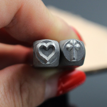 DIY Carving Cross Star Heart Κοσμήματα Σφράγισης Αλφάβητο ΛΟΓΟΤΥΠΟ Ατσάλινα γραμματόσημα Εργαλείο σήμανσης καλουπιών Διάτρηση για δερμάτινο βραχιόλι με δαχτυλίδι