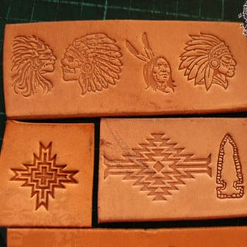 Кожени печати с индийски мотив Алуминиева форма с лого Кожени форми за щампи 13 бр./компл. Направи си сам Leathercraft Горещ щампован релеф
