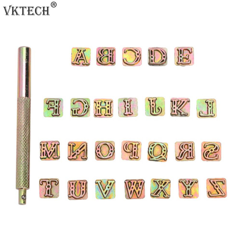 26 de ștampile din aliaj de zinc set de simboluri pentru ștanțare a literelor Instrumente de marcare a pielii Instrumente de perforare a pielii din metal Artizanat din piele