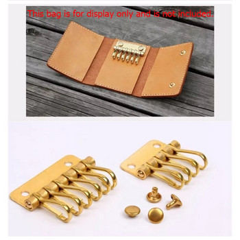 1 x Метален месингов ключодържател с ключодържател Key Row Rivet Hook Keyring Органайзер Държач Leather Craft Key case Портмоне Хардуер