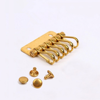 1 x kieto žalvario metalinis raktų kabliukas raktų laikiklis Key Row Kniedės kabliukas Raktų pakabukas Organizatoriaus laikiklis Odinis Craft Raktų dėklas piniginė Aparatūra