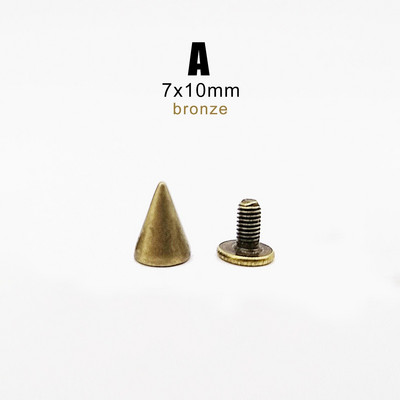 10 rinkinių Metal Decor Punk Bullet Warhead Spike Cone Atsukamas Sraigtinis Kniedės Smeigtukas „Pasidaryk pats“ Odiniai amatai Krepšys Diržas Striukė Batai
