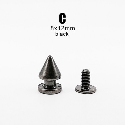 10 rinkinių Metal Decor Punk Bullet Warhead Spike Cone Atsukamas Sraigtinis Kniedės Smeigtukas „Pasidaryk pats“ Odiniai amatai Krepšys Diržas Striukė Batai