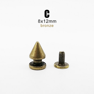 10 rinkinių Metal Decor Punk Bullet Warhead Spike Cone Atsukamas Sraigtinis Kniedės Smeigtukas „Pasidaryk pats“ Odiniai amatai Krepšys Diržas Striukė Batai