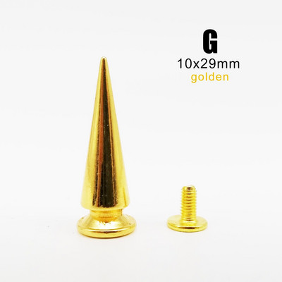 10 rinkinių Metal Decor Punk Bullet Warhead Spike Cone Atsukamas Sraigtinis Kniedės Smeigtukas „Pasidaryk pats“ Odiniai amatai Krepšys Diržas Striukė Batai