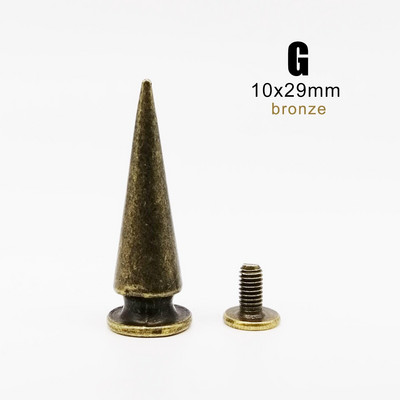 10 rinkinių Metal Decor Punk Bullet Warhead Spike Cone Atsukamas Sraigtinis Kniedės Smeigtukas „Pasidaryk pats“ Odiniai amatai Krepšys Diržas Striukė Batai