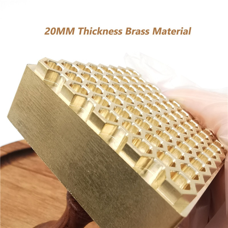 Honeycomb Design Bar Ice Stamp Brass Emboss Stamper Stamping Cocktails Whisky DIY Art Icecube 5x5cm με σκάλισμα λαβής