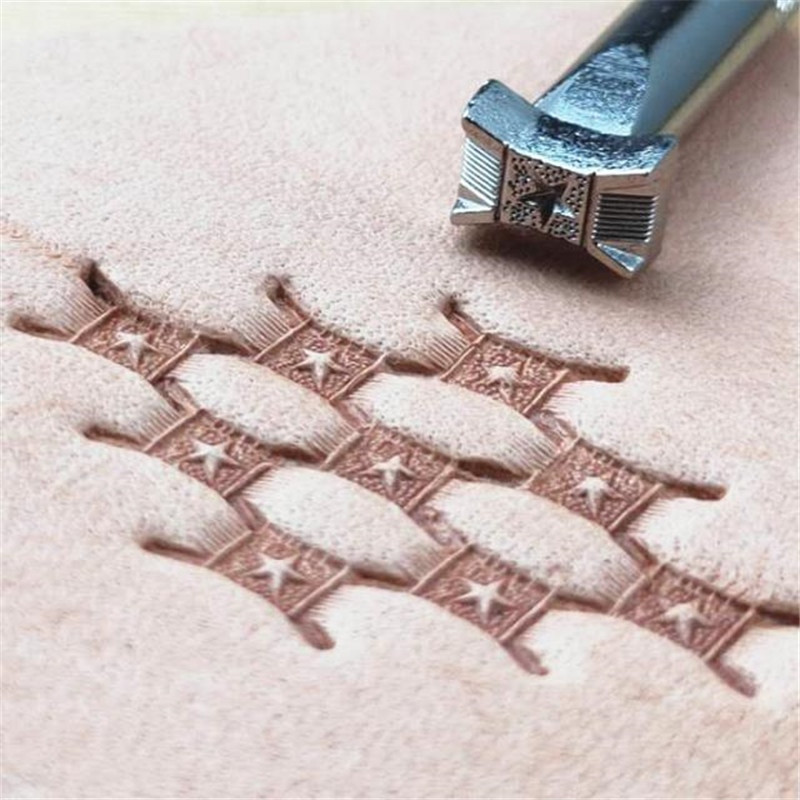 Nahaskulptuuride trükkimise tööriist nikerdamine reljeefsed templid sulam kaheksakujuline 9x6 mm köiega mustriga nahapunch kohandatud