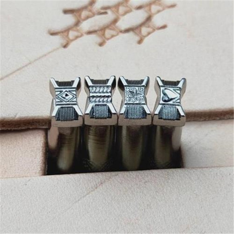 Nahaskulptuuride trükkimise tööriist nikerdamine reljeefsed templid sulam kaheksakujuline 9x6 mm köiega mustriga nahapunch kohandatud