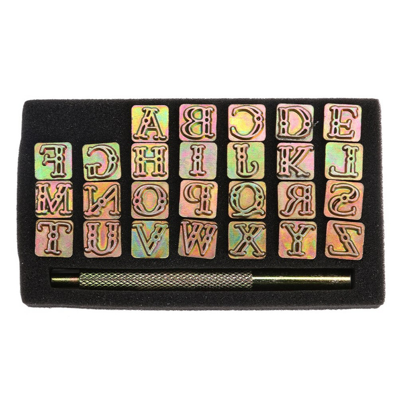26 γραμματόσημα Κράμα ψευδαργύρου Αγγλικά γράμματα Σετ συμβόλων σφράγισης Δερμάτινη διακόσμηση Σήμανση Εργαλεία διάτρησης DIY Δερμάτινα εργαλεία χειροτεχνίας