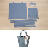 1 set de geantă de mână pentru cusut manual din piele, cusătură manuală, cu accesorii, produs semifabricat, material PU pentru femei