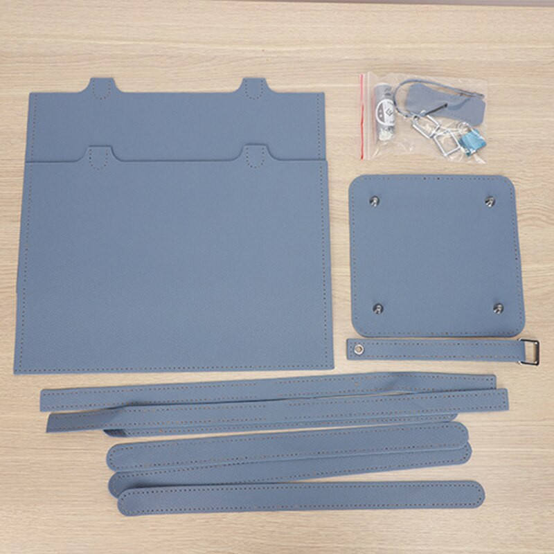 1 set de geantă de mână pentru cusut manual din piele, cusătură manuală, cu accesorii, produs semifabricat, material PU pentru femei