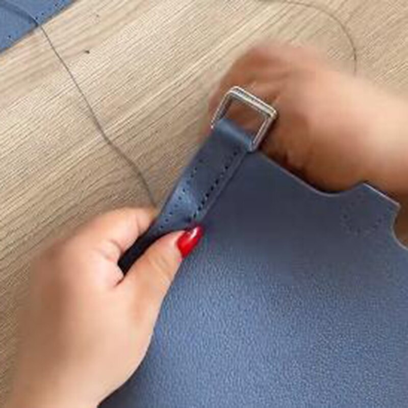 1 set de geantă de mână pentru cusut manual din piele, cusătură manuală, cu accesorii, produs semifabricat, material PU pentru femei