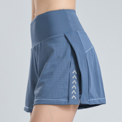 Σορτς γυναικείο παντελόνι τένις με αναπνεύσιμο διχτυωτό σορτς ψηλόμεσο γυναικείο σκόρτ τένις Αθλητικό σορτς γιόγκα τρέξιμο σορτς μονόχρωμη