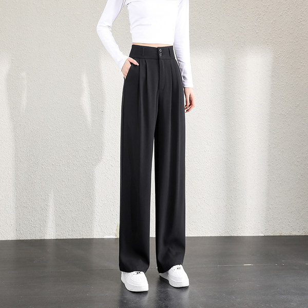 Naiste vabaaja püksid kõrge vöökohaga - musta värvi