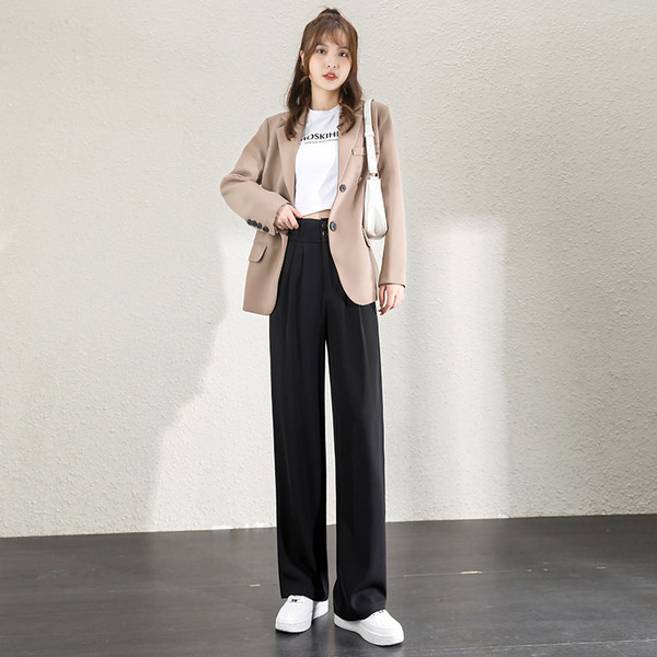 Naiste vabaaja püksid kõrge vöökohaga - musta värvi