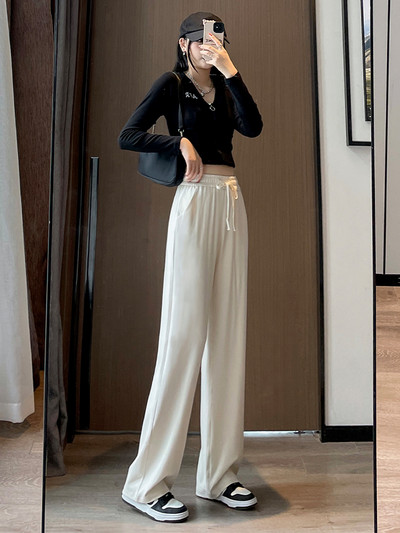 Γυναικείο casual παντελόνι με ψηλή μέση τσέπη και γραβάτες