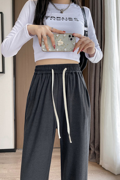 Γυναικείο casual παντελόνι με ψηλή μέση τσέπη και γραβάτες