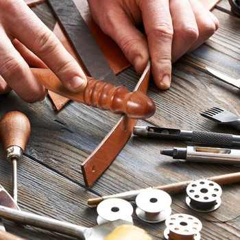 Δερμάτινα Edge Polished Tools Wood Slicker Round Burnishing Wood Polishing Stick for DIY Handmade Leathercarft Rod Grinding