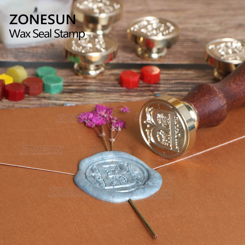 ZONESUN kirjaümbriku pitseerimisvaha vaskpitsat templikunst Dekoratiivne pitseerimisvaha pitser puidust käepidemega pulmaposti kingitused