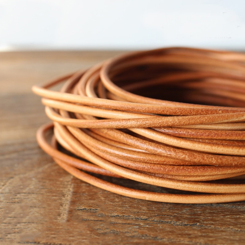Κορδόνι από γνήσιο δέρμα 1-5 μέτρα Σχοινί κορδόνι Δαντέλα Φυσικό Veg-tan Δερμάτινο λουράκι Κορδόνια Υφαντό κολιέ σχοινί 1-5 χιλιοστά