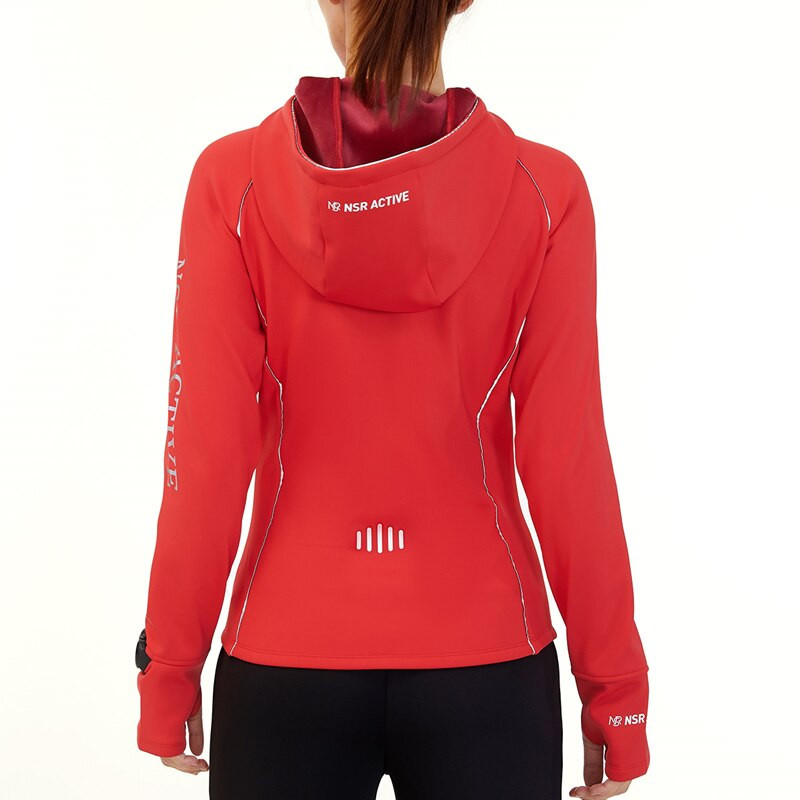 Naiste talvine fliisjakiga välispordiga jooksvad kapuutsid, krae tõmblukk Jalgrattasõidu pikkade varrukatega mantel külmakindel tuulekindel