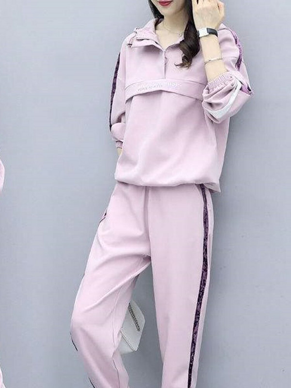 2022 m. rudens Naujas laisvas laisvalaikio sportinis kostiumas moterims Madingi amžių mažinantys dviejų dalių treniruočių drabužiai mergaičių bėgimo kostiumai sportinis kostiumas