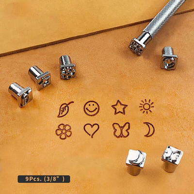 8 capete cu o singură tijă sculptură în piele, instrument combinat de imprimare, model de perforare grafică, perforare, bricolaj, artă, sculptură în piele, imprimare