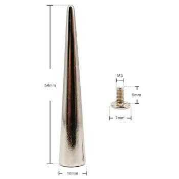 10 комплекта 10x54mm метален декор пънк куршум бойна глава шип конус завинтващ се винт нит шпилка за DIY кожена чанта за занаяти Яке с колан
