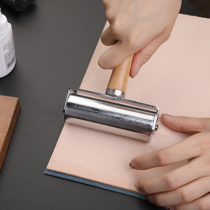 LMDZ 26/60/100mm Rolă pentru margini de presare Instrument de laminare cu lipici din piele Instrument de laminare Cut pentru margini din piele Rolă de fier din oțel mai netedă Instrument de bricolaj