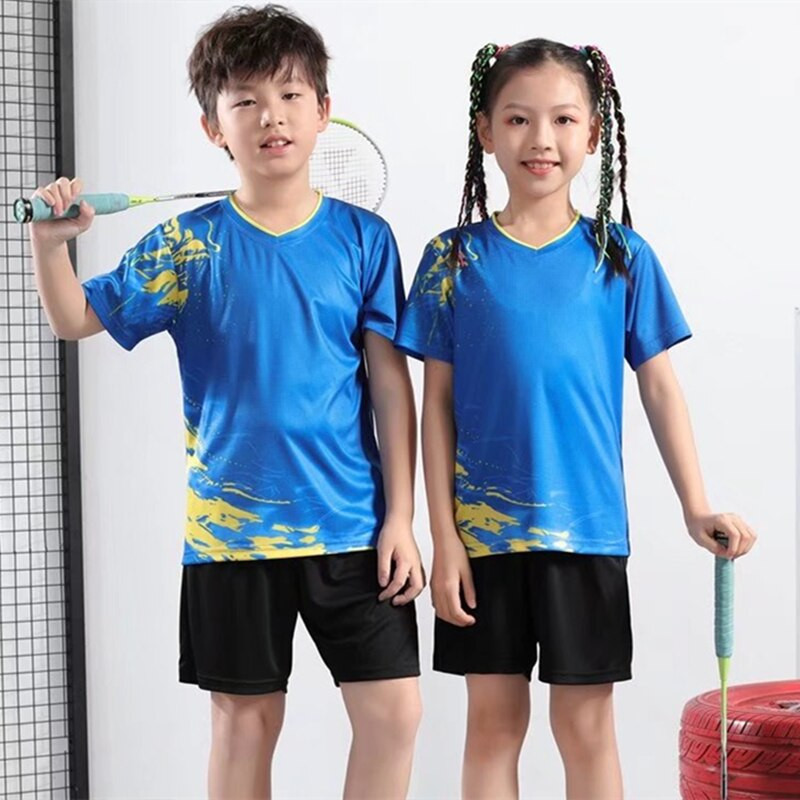 Γυναικεία και ανδρικά πουκάμισα τένις Σορτς κινέζικο Dragon τύπωμα μπάντμιντον Στολή παιδικό σετ επιτραπέζιας αντισφαίρισης Κοστούμι προπόνησης για αγόρια αθλητικά ρούχα