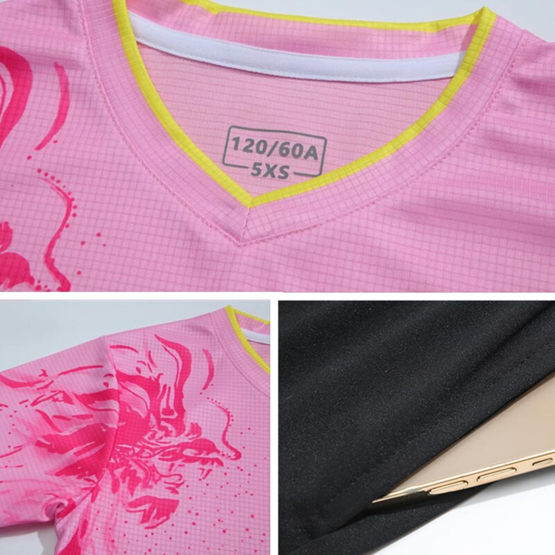 Γυναικεία και ανδρικά πουκάμισα τένις Σορτς κινέζικο Dragon τύπωμα μπάντμιντον Στολή παιδικό σετ επιτραπέζιας αντισφαίρισης Κοστούμι προπόνησης για αγόρια αθλητικά ρούχα