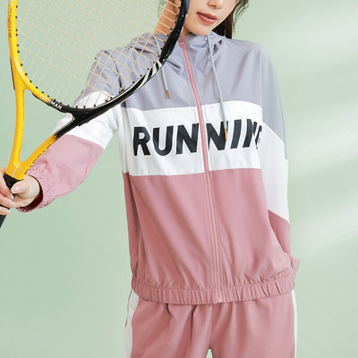 Vansydical που ταιριάζουν με χρώματα για τρέξιμο γυναικείο μπουφάν με κουκούλα αθλητικά πουκάμισα γιόγκα με φερμουάρ Μπλουζάκια γυμναστικής μακριά μανίκια Αθλητικά ρούχα Stretch