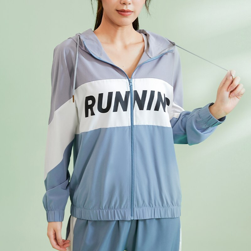 Vansydical που ταιριάζουν με χρώματα για τρέξιμο γυναικείο μπουφάν με κουκούλα αθλητικά πουκάμισα γιόγκα με φερμουάρ Μπλουζάκια γυμναστικής μακριά μανίκια Αθλητικά ρούχα Stretch