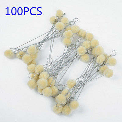 100 τμχ Wool Daubers Ball Brush Leather Dye Dauber & Finish Dyeing Applicator with Metal Handle for DIY Crafts Projects