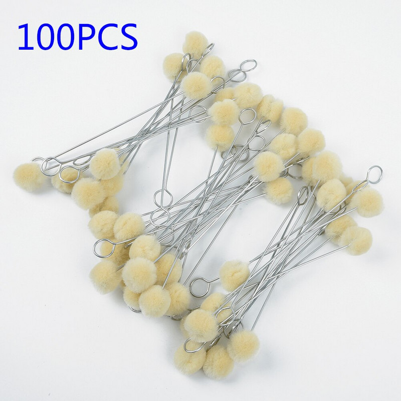 100 τμχ Wool Daubers Ball Brush Leather Dye Dauber & Finish Dyeing Applicator with Metal Handle for DIY Crafts Projects