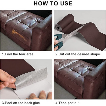 Αυτοκόλλητο δέρμα για επισκευή καναπέ Patch έπιπλα Τραπέζι καρέκλα Αυτοκόλλητο Τσάντα καθίσματος Παπούτσια Κρεβάτι Fix Mend PU Artificial Leather Skin