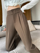 Kõrge vöökohaga taskuga vabad vabaajapüksid naistele